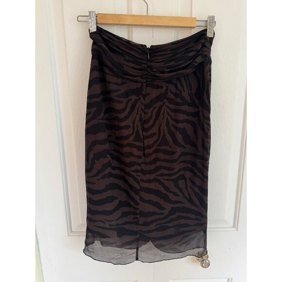 BA&SH Scarlett knee length skirt. Brown Ruffle Zebra Animal Print. Size S - Picture 2 of 8